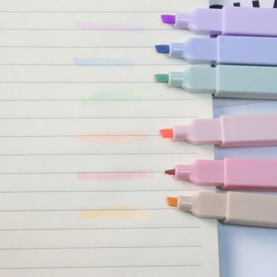 12Pcs/Set Highlighter Pens Non-Neon Pastel Colors Quick Dry Marking Pen Study Journaling Office School Supplies