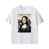 Vintage Mona Lisa Headphones Funny Disgust Face Parody Art T Shirts Unisex Unisex Casual Cotton Fashion T Shirt Short Sleeve Tshirt