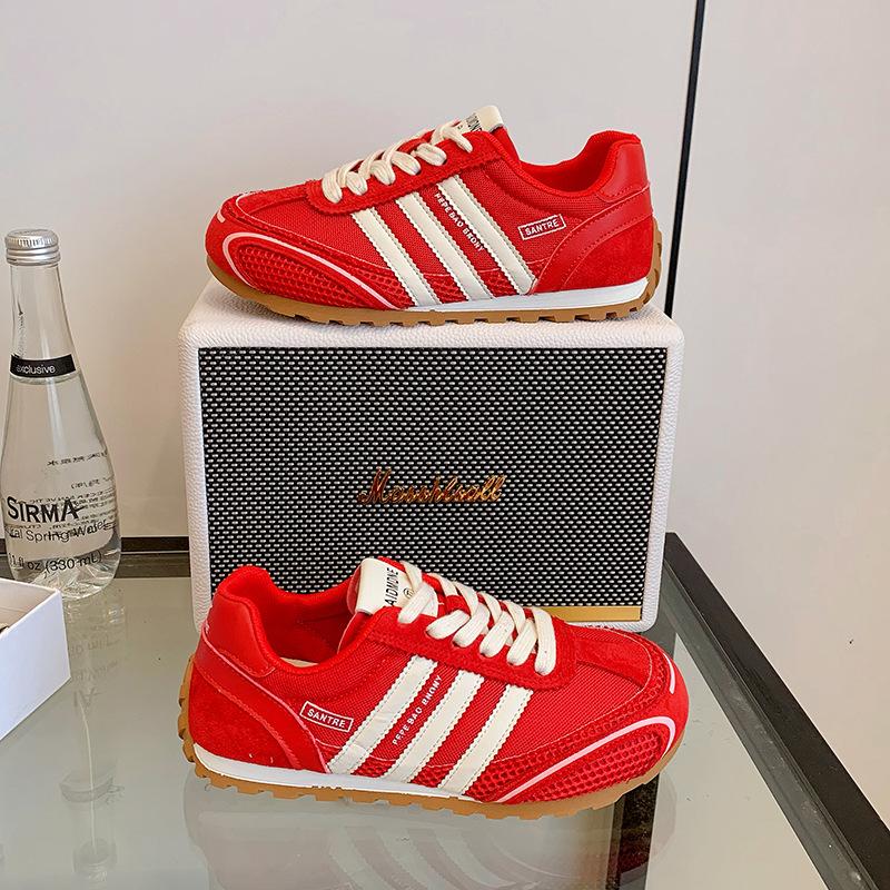 Mesh Forrest Gump shoes women's 2025 summer new thick-soled German training shoes women's soft-soled casual lace-up round head sports shoes women