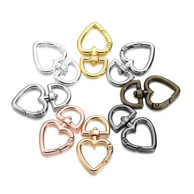5 Teile/los Pfirsich Herz Form Metall Karabiner Haken Ring Anschlüsse Für DIY Schmuck Machen Liefert Zubehör