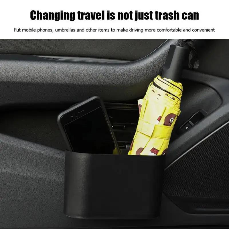 Top Quality Car Bin Hanging Vehicle Trash Garbage Dust Case Storage Box Black Square Pressing Type Can Auto Interior Accessories
