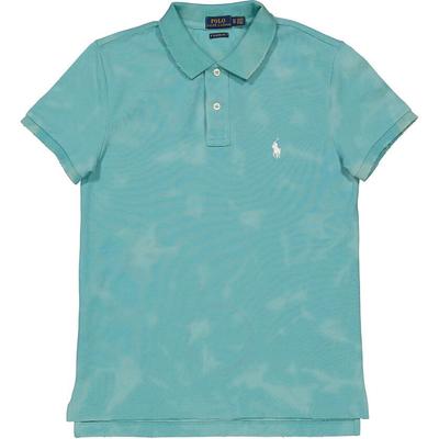 Polo Logo Bordado Corte Ajustado Manga Corta Camisa Polo Tops para Mujer Verde 211792051-002