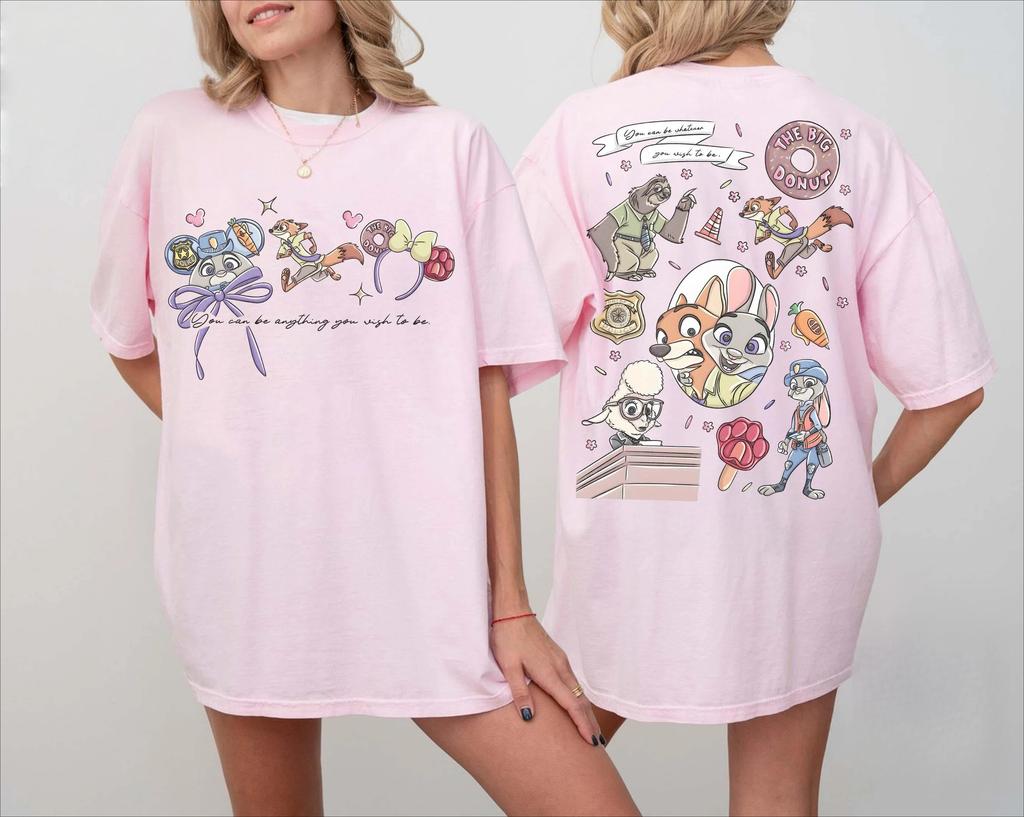Adult and Childrens Zootopia Outing Donut EleUnisext Cartoon Zootopia Pure Cotton Tshirt Everyday Commuting Super Agereducing