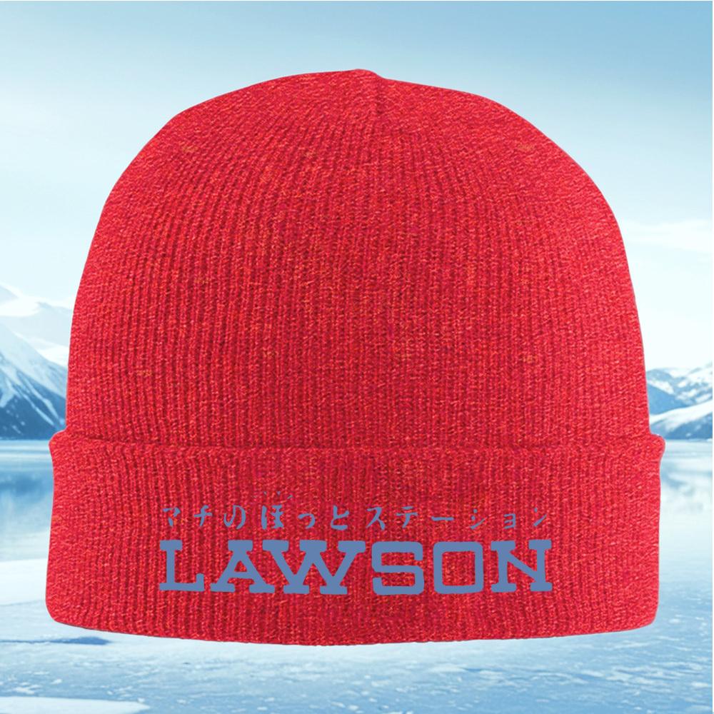 Japanese text above Lawson Men Women Unisex Knitted Hat Beanie Pullover Cap Winter Thermal Warm Christmas Outdoor Cycling Hiking