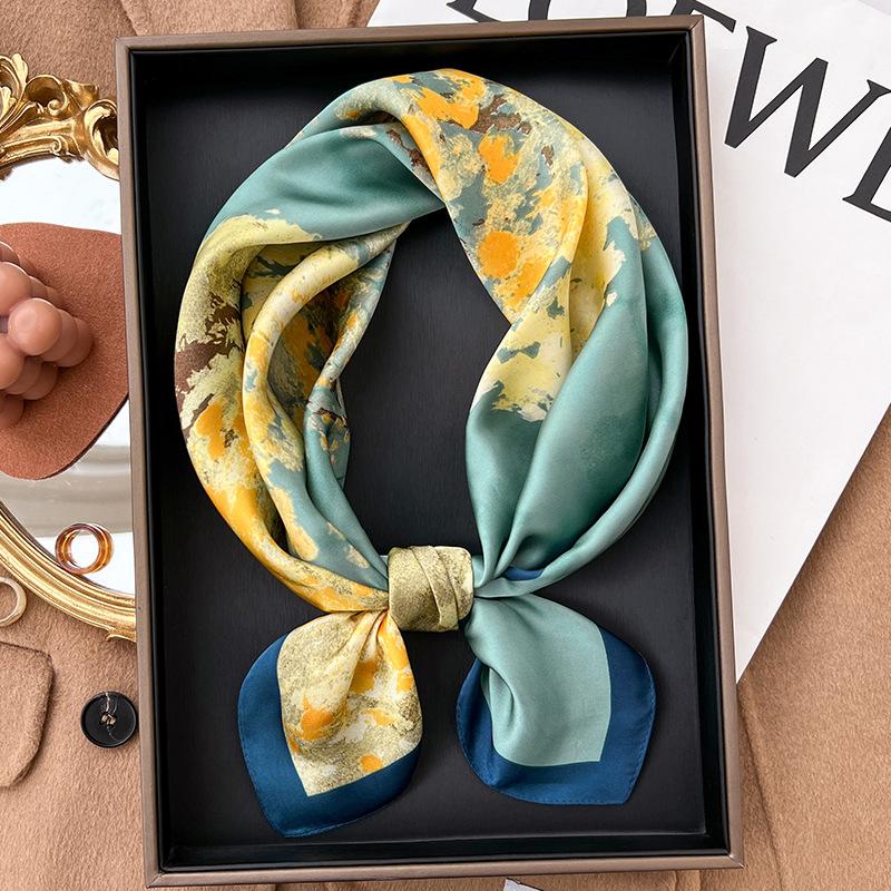 Small square scarf silk scarf women's spring and autumn matching shirt work professional wear neck protection scarf thin scarf scarf yarn 71x71