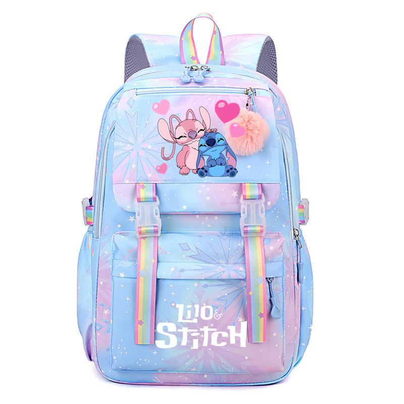 Lilo & Stitch Backpack for Kids Boys Girls, Large Capacity School Bag, Cute Cartoon Daypack, Blue