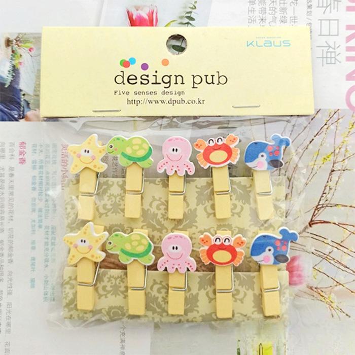 

Мультяшные Морские Животные Цветочный Магазин Открытка Подвесная Фото Деревянная Прищепка 10pcs(one set)