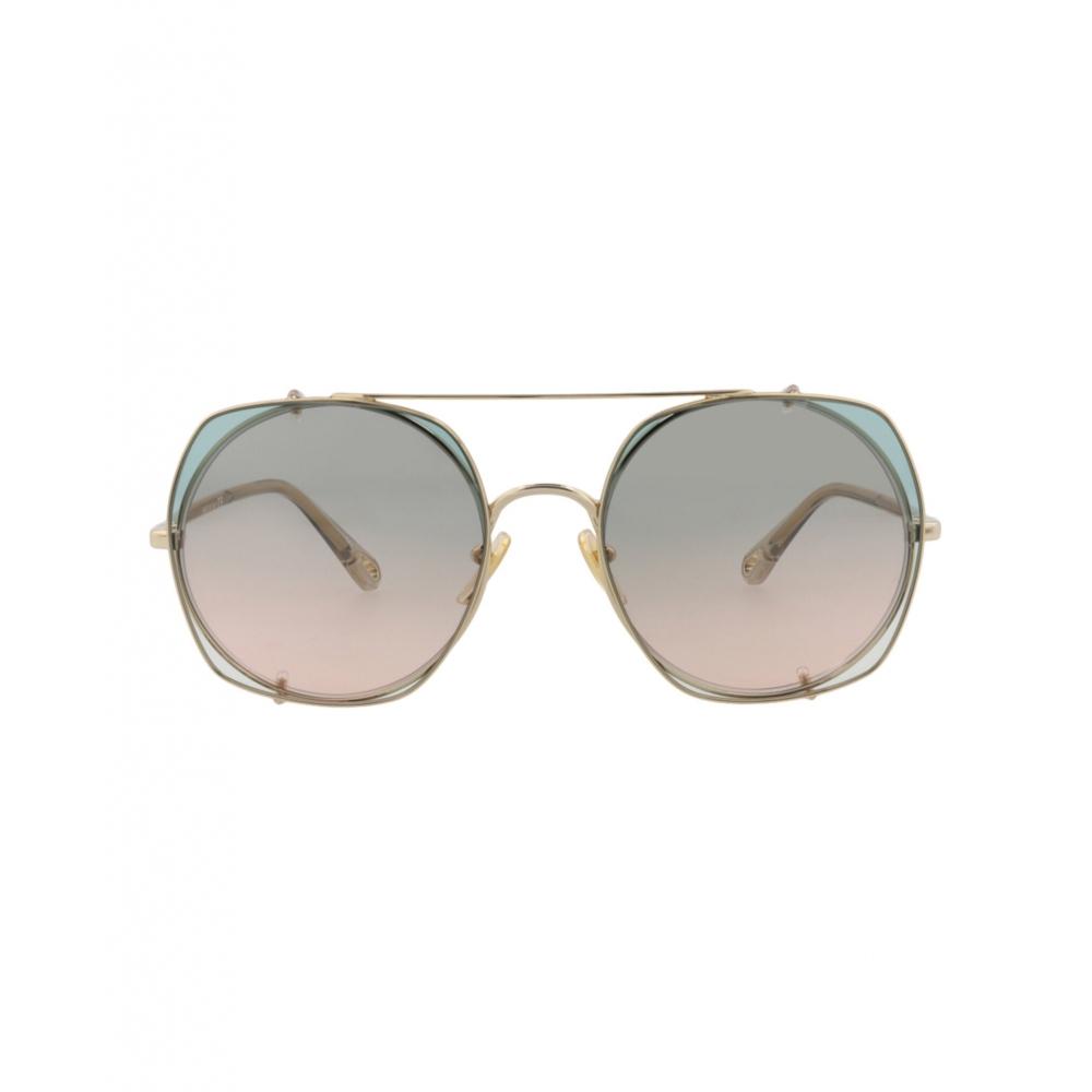 

Chlo Square Frame Metal Sunglasses Gold Beige Green One Size