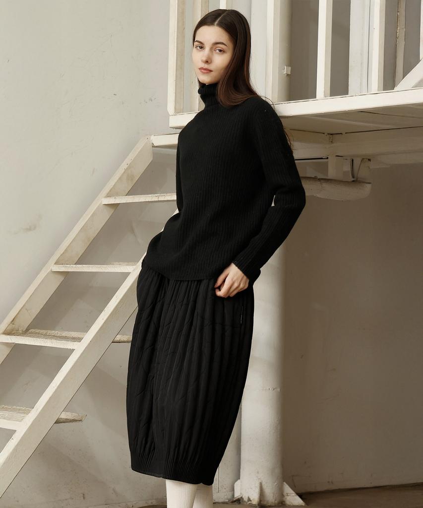 Waiowai Ribbed Turtleneck Knit_Black