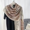 Fashion Creative Thousand Bird Grid Flower Print Scarf Autumn and Winter Women's Office Travel Photography Cotton and Linen Shawl Tide