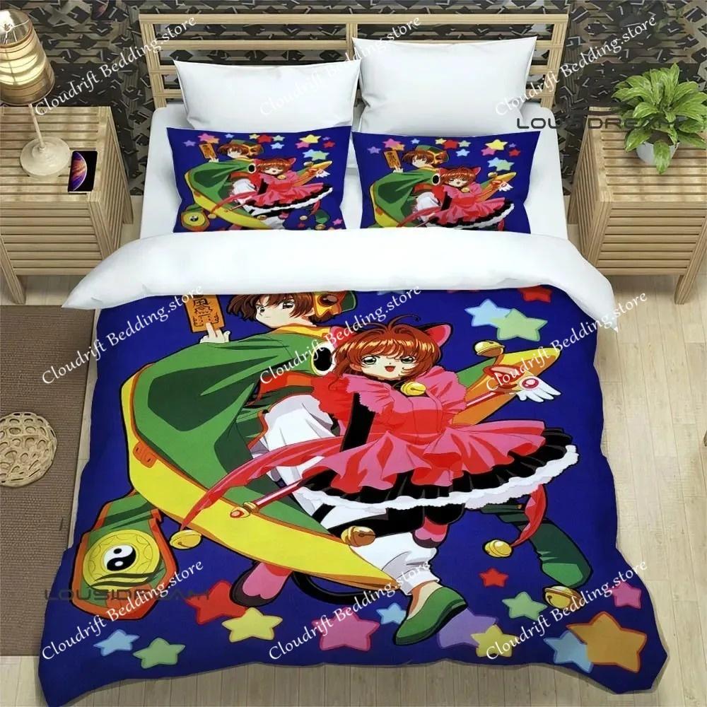 Card Captor Sakura Bedding Set 3d Printing Anime Girl Duvet Cover Decoration For Children's Room Queen King Size