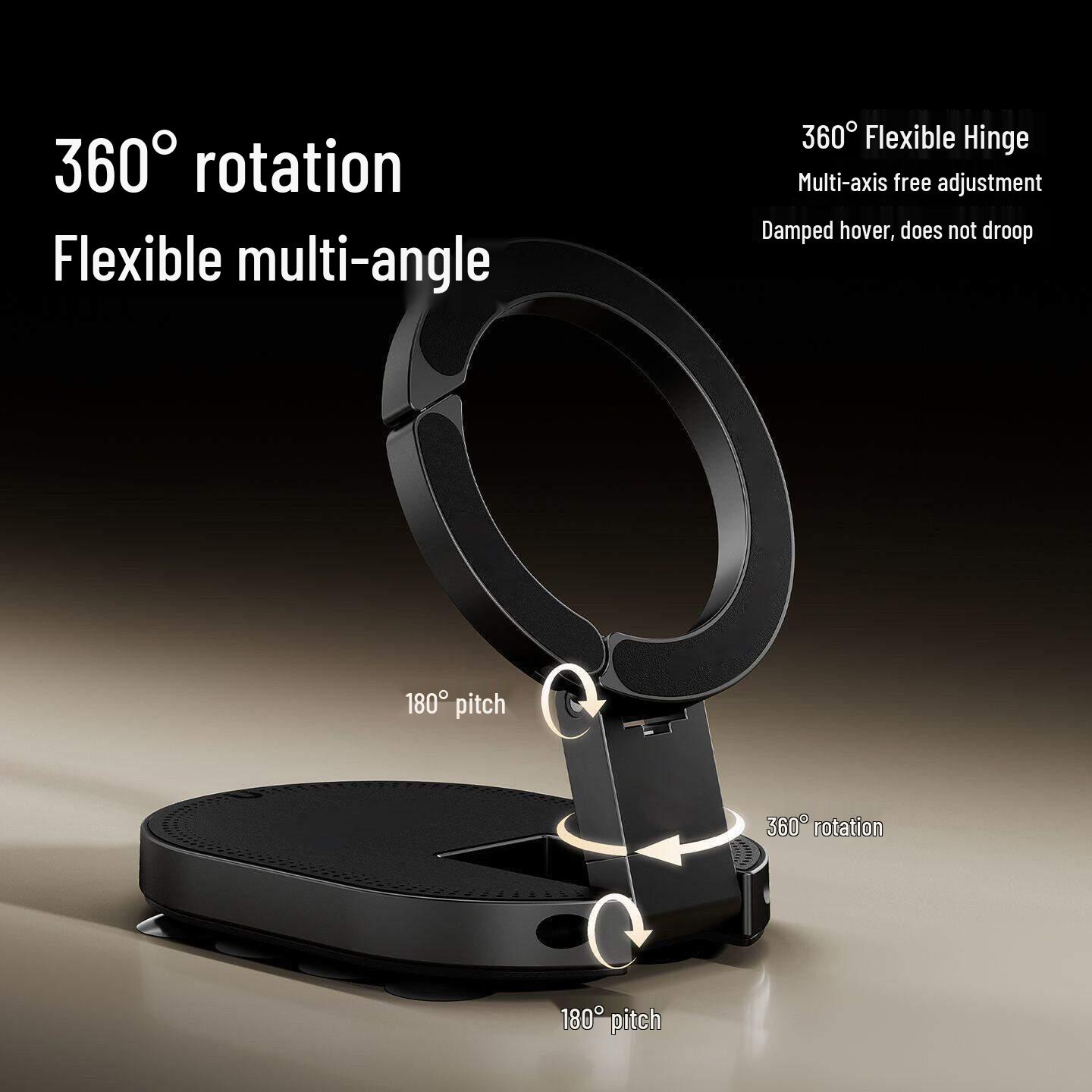 

3-in-1 Magnetic Foldable Phone Stand: Multi-functional, Rotating, Suction Cup Holder for Universal Use and Dedicated Phone Shooting. High-quality Full Magnet (Boxed)