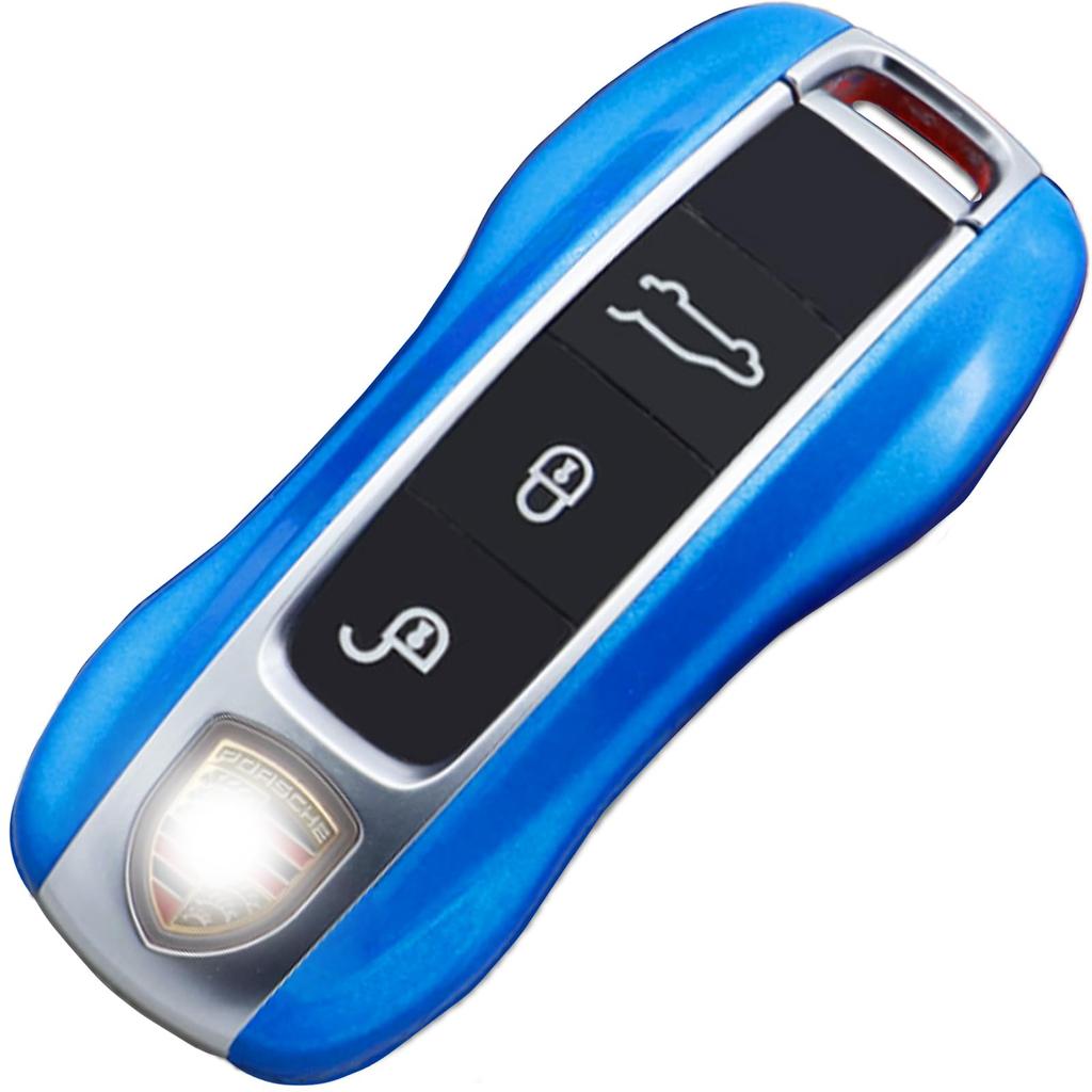 H&B Universal Porsche New Smart Key Cover/Key Case for 911, Cayenne, Panamera, 992, 9Y0, and 971 (Blue)