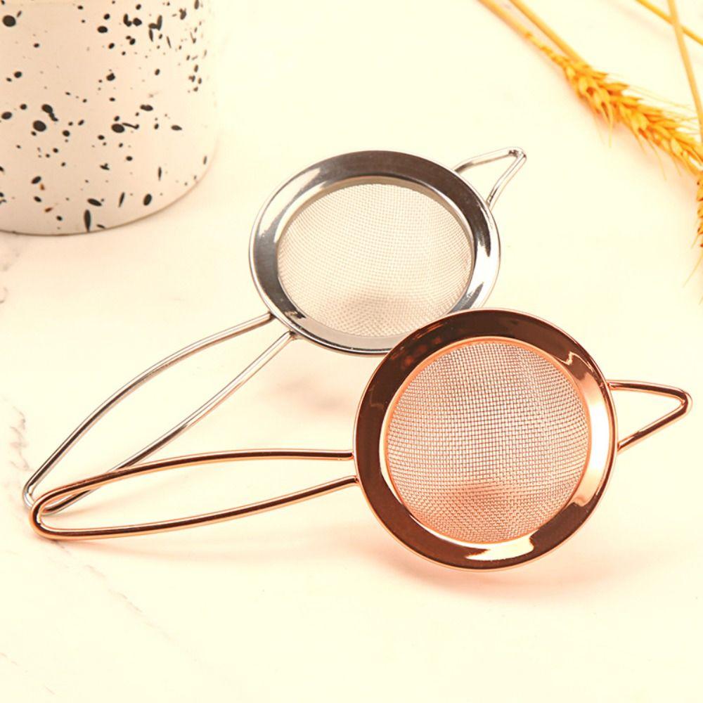 6.5cm Diameter Tea Strainer Long Handle Flour Sifter Portable Kitchen Sieve Cocktail Bar