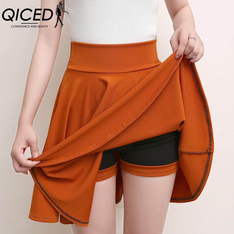 QICED 16 Farben Damenmode Lässig Einfarbig Druck Sommer Frühling Rock