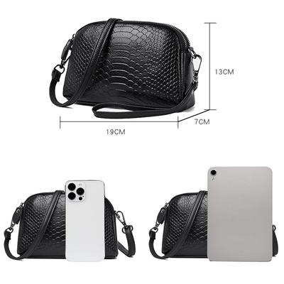 New Authentic Cowhide Women's Shoulder Bag Fashionable Crocodile Pattern Girl Crossbody Bags Female Phone Bolsas and Wallet Sac