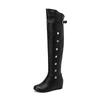 Plus Size Round Toe Wedge With Warm Plush Lining Slip-On Women'S Over The Knee Boots With Rivet Buckle Long Boots