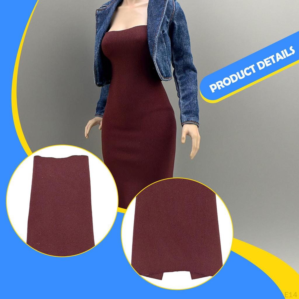 1/6 Action Figure Clothes Miniature Clothing Tube Dress Mini Photo Prop Women up Doll Costume