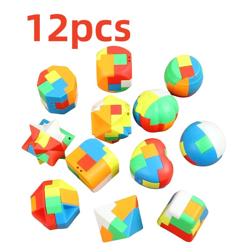 

12 шт. 3D-пазл Замок Лубаня Брелок Головоломка Магический Мини-кубик Взрослый Антистресс Интеллект Детская Игрушка-пазл