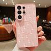 Custodia con Motivo di Fiori Rosa Per Samsung Galaxy S26 Ultra S25 Edge S24 Plus S23 FE S22 A54 A55 A56 5G Magnetica Per Magsafe Copertura Opaca