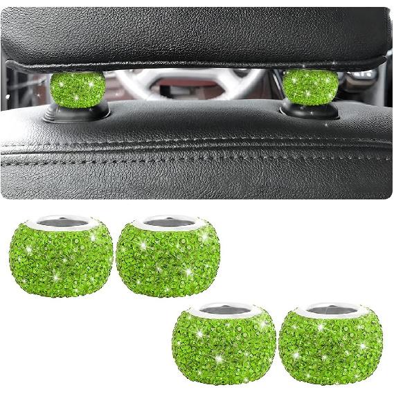 XINLIYA 4 Pack Car Headrest Collars, Bling Car Head Rest Collars Rings Decor, Rhinestone Car Head Rest Collars, Interior Car Seat Accessory, Crystal
