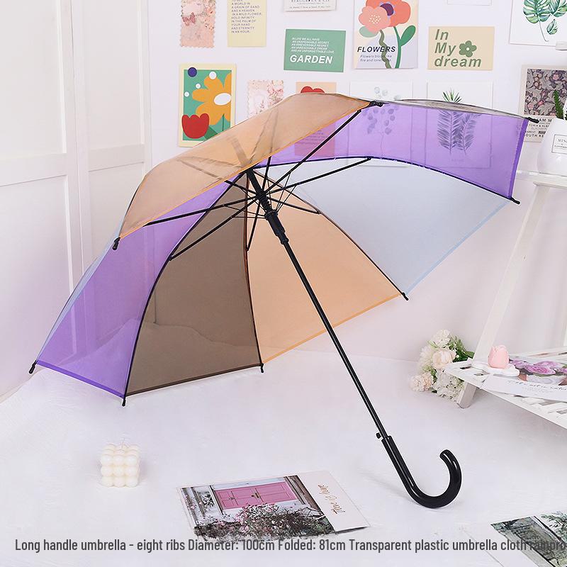 Japonský lesní styl průhledný deštník s třešňovými květy s klenutou dlouhou rukojetí pro studenty