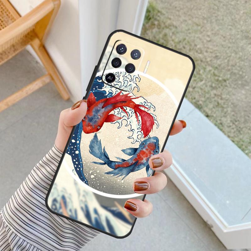 Tattoo Japanese Koi Dragon Wave Case For Oppo A76 A16 A96 A17 A18 A60 A80 A40 A38 A58 A78 A98 A94 A74 A54 A15 A57 A77 A5 Pro