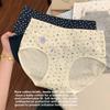Women Spring and Autumn Floral Pure Cotton 10A Antibacterial Extended Crotch Breathable Sweaty Briefs