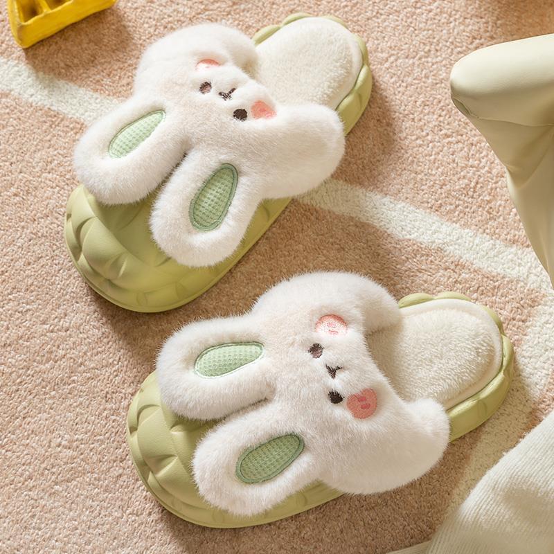Removable cotton slippers women's autumn and winter thick bottom indoor home cute non-slip velvet warm men's cotton mop winter