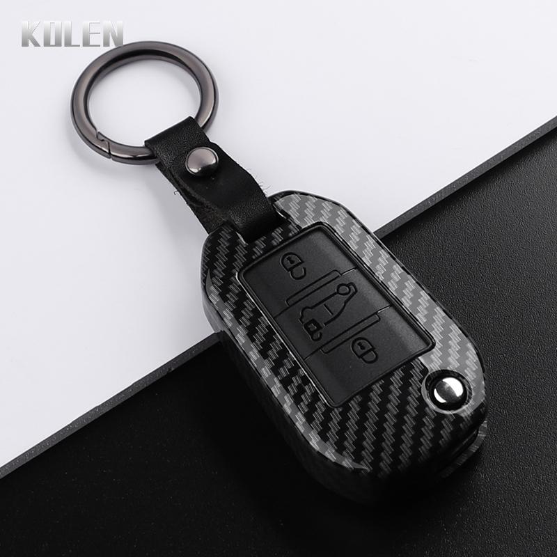 ABS Carbon Fiber Style Car Key Case Cover For Peugeot 208 308 T9 508 2008 3008 4008 For Citroen C4 For Opel Corsa Crossland X