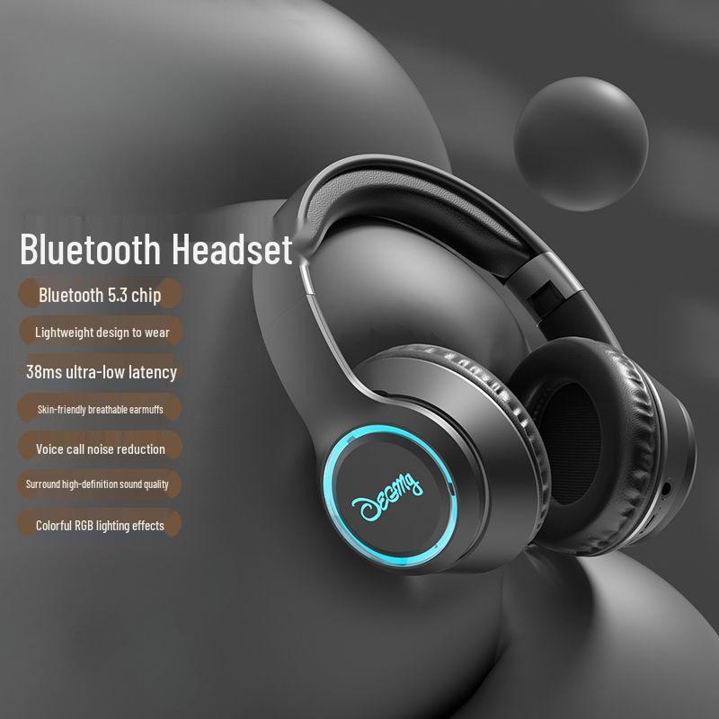 High-Value Wireless Bluetooth Over-Ear Headphones with Luminous Earcups for Gaming, Music, and Heavy Bass