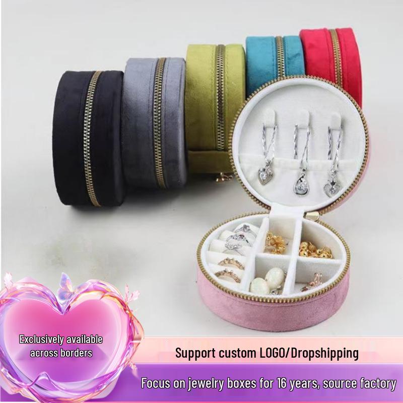 Velvet Travel Jewelry Box: Compact Storage for Rings & Necklaces