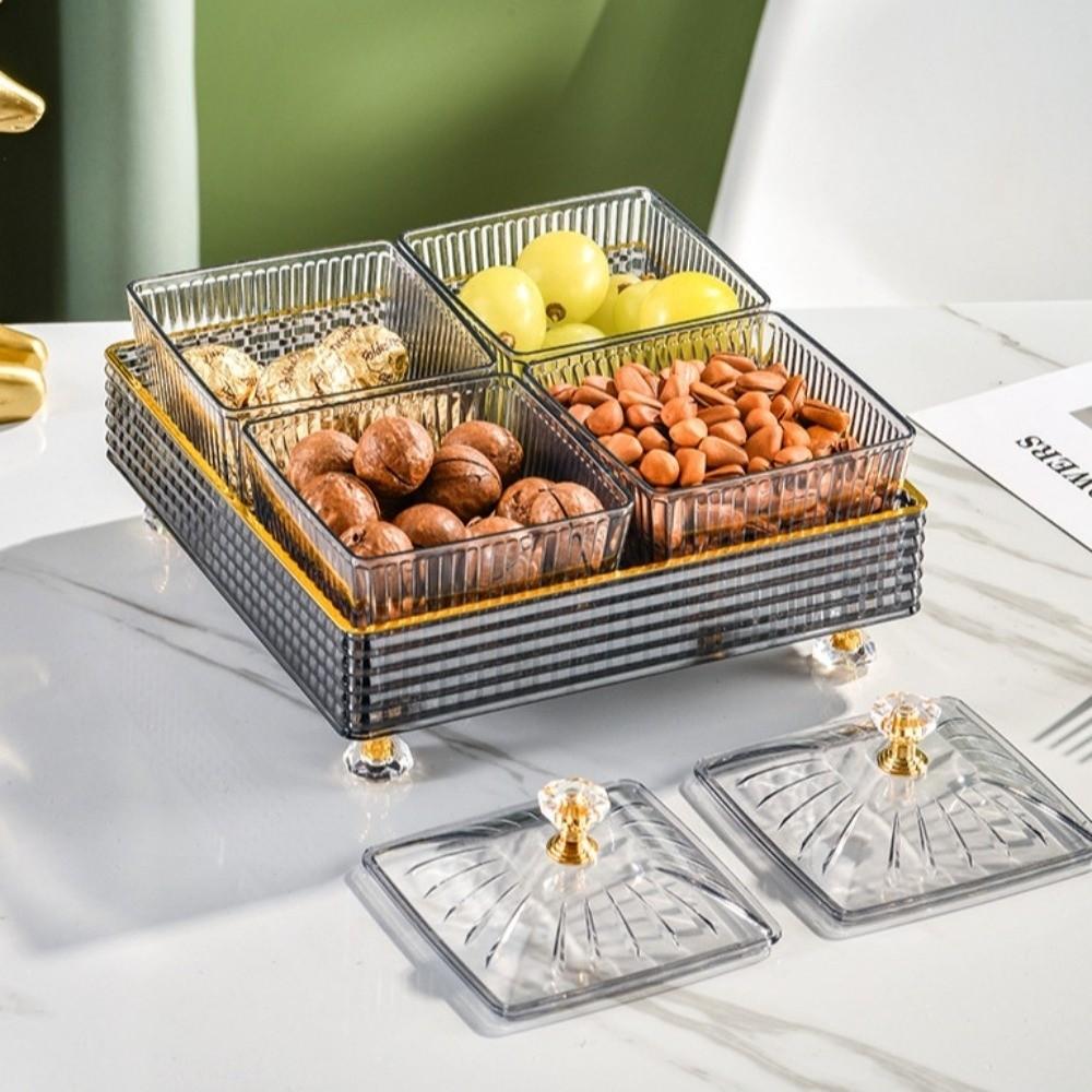 4\6Pcs Elegant Nordic Fruit Plate Light Luxury Cake Container Sugar Plate with Lid Refreshment