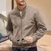 Autumn Suede Solid Color Men's Zip Jacket Casual Retro Long Sleeve Cardigan Jacket