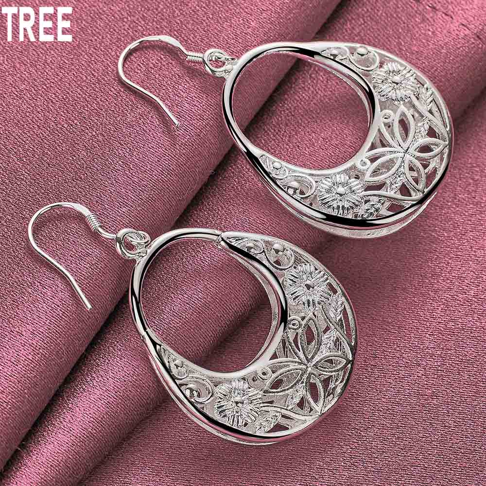 925 Sterling Silver Charm Butterfly Hollow Drop Earrings Charm Fashion Jewelry
