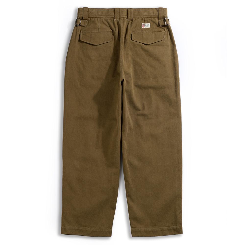 Geonjiulleunseu Cotton Wide Chino Pants - Olive
