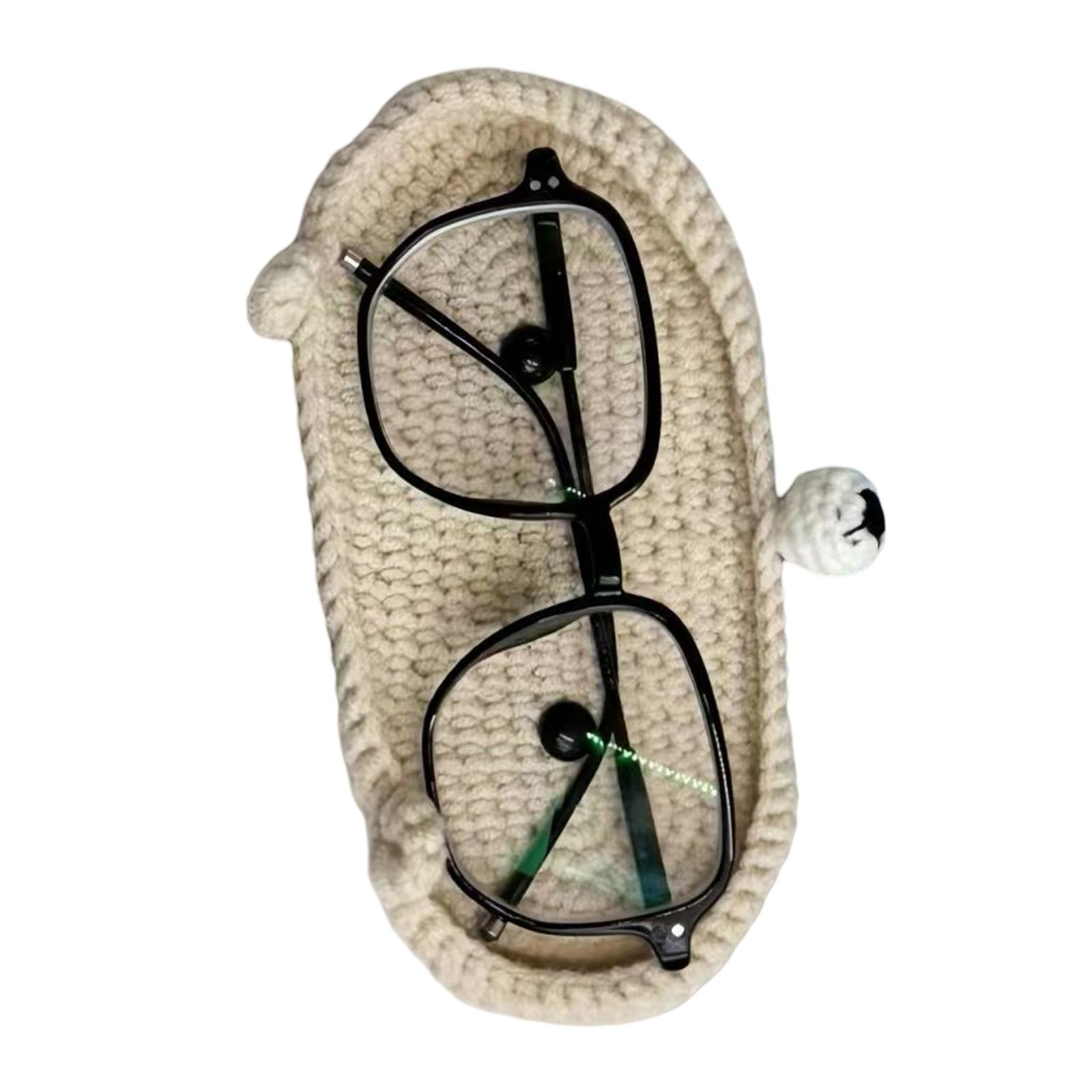 

Ручная работа, вязаный крючком, милый держатель для очков на тему животных, защитный поднос для хранения очков для дома, стола, органайзеры для очков, подарок 7