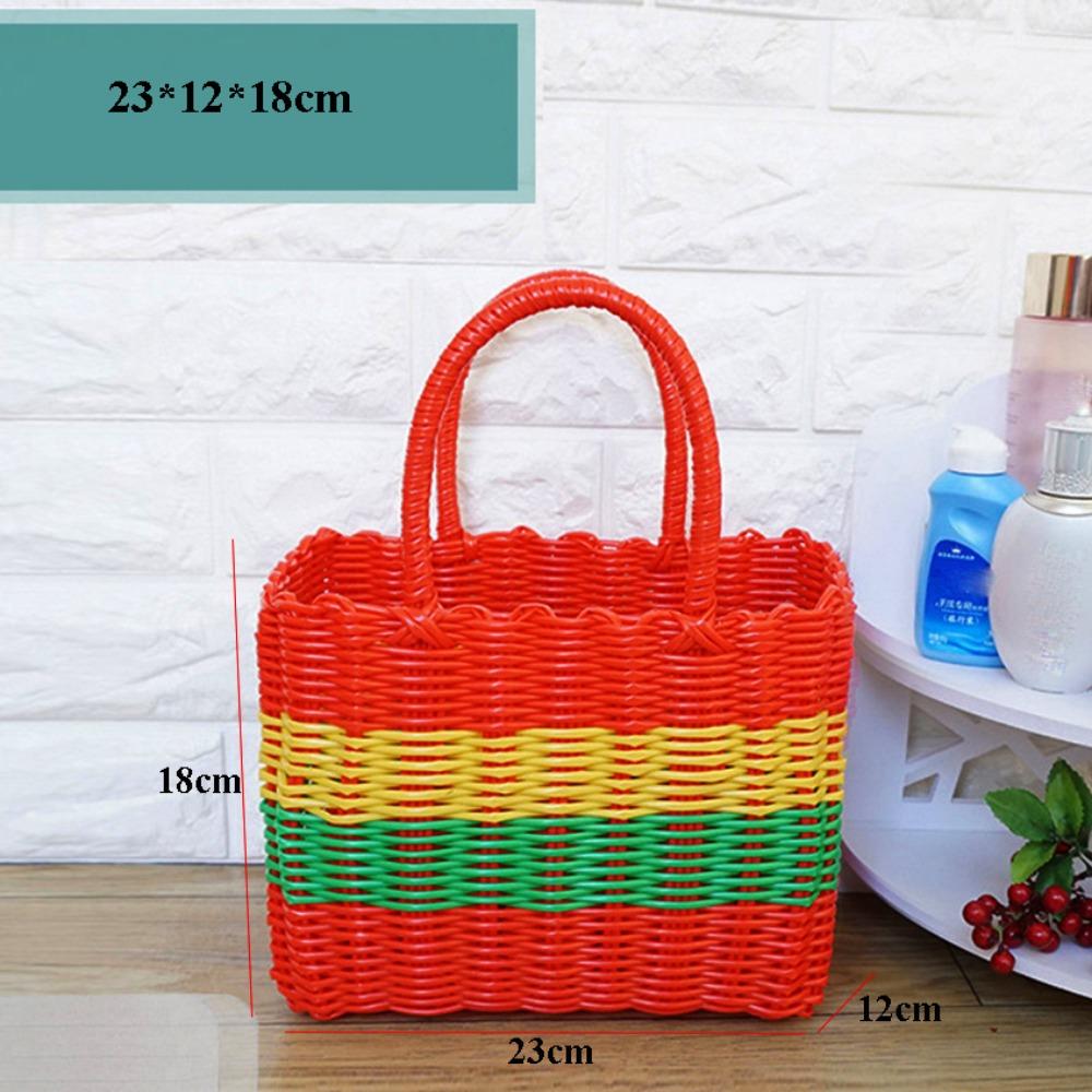 Cesta de Almacenamiento de Mimbre Tejido para Picnic, Empaque de Frutas y Verduras para el Hogar, PE