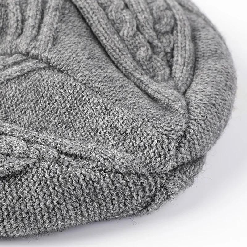 Taille XL 62cm Bonnet Tricoté Homme Hiver Chaud Bonnet en Laine Tendance Grande Tête Bonnet en Laine Épaissi Doublé Polaire Anti-froid Bonnets en Coton