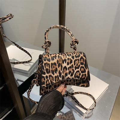 Leopar Desenli Retro Moda Zarif Çok Yönlü Günlük Taşınabilir Tek Omuz Çapraz Askılı Kadın Küçük Kare Çanta