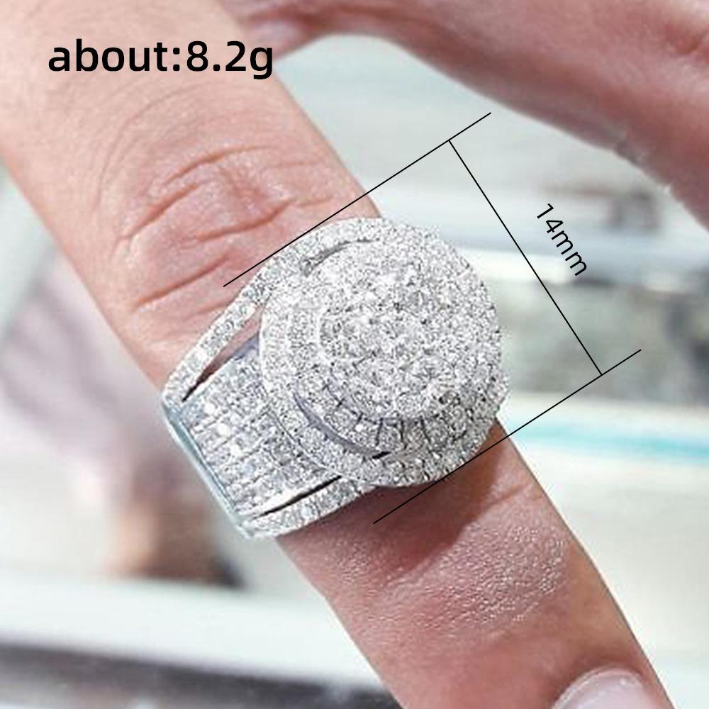 Hip Hop Style Hiphop Ring Men'S Trendy Hip-Hop Diamond Ring Deluxe Full Zircon Ring