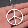 Big Peace Sign Pendant Necklace Simple Vintage Peace Symbol Pendant Necklace Metal Chain Long Chain Necklace