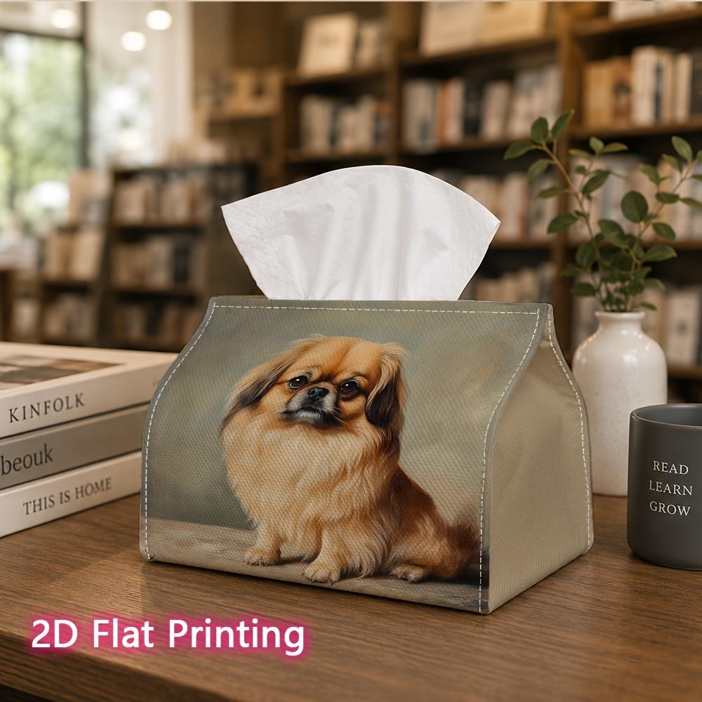 1pc, 2D Flat Printing, Tissue Box Beautiful Beijing Dog Portrait Pattern Printed Tissue Box, Suitable for Kitchen, Living Room, Bedroom, And Car, Fash
