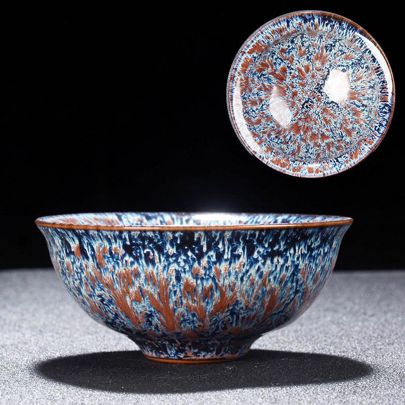 2 pezzi tazza da tè con smalto Temmoku, tazza da tè artistica, tazza in ceramica da forno Build, tazza da tè, servizio da tè cinese Jingdezhen Cielo stellato, opera d'arte bellissima