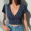 Women's 2024 Summer Retro Floral V-Neck Crop Top