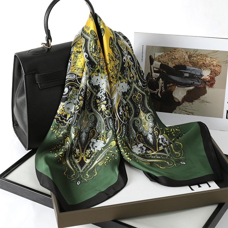Women Silk Scarf Fashion Hair Scarf Silk Satin Neckerchief Scarf Women Luxury Hair Ties Hair Ornament Female Bandana Bag Scarves