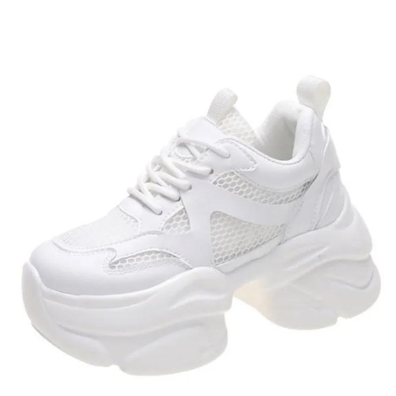 8CM Summer Sneakers Women Vulcanized Shoes Breathable Thick Sole Ladies Trainers Platform Women Chunky Sneakers Basket Femme