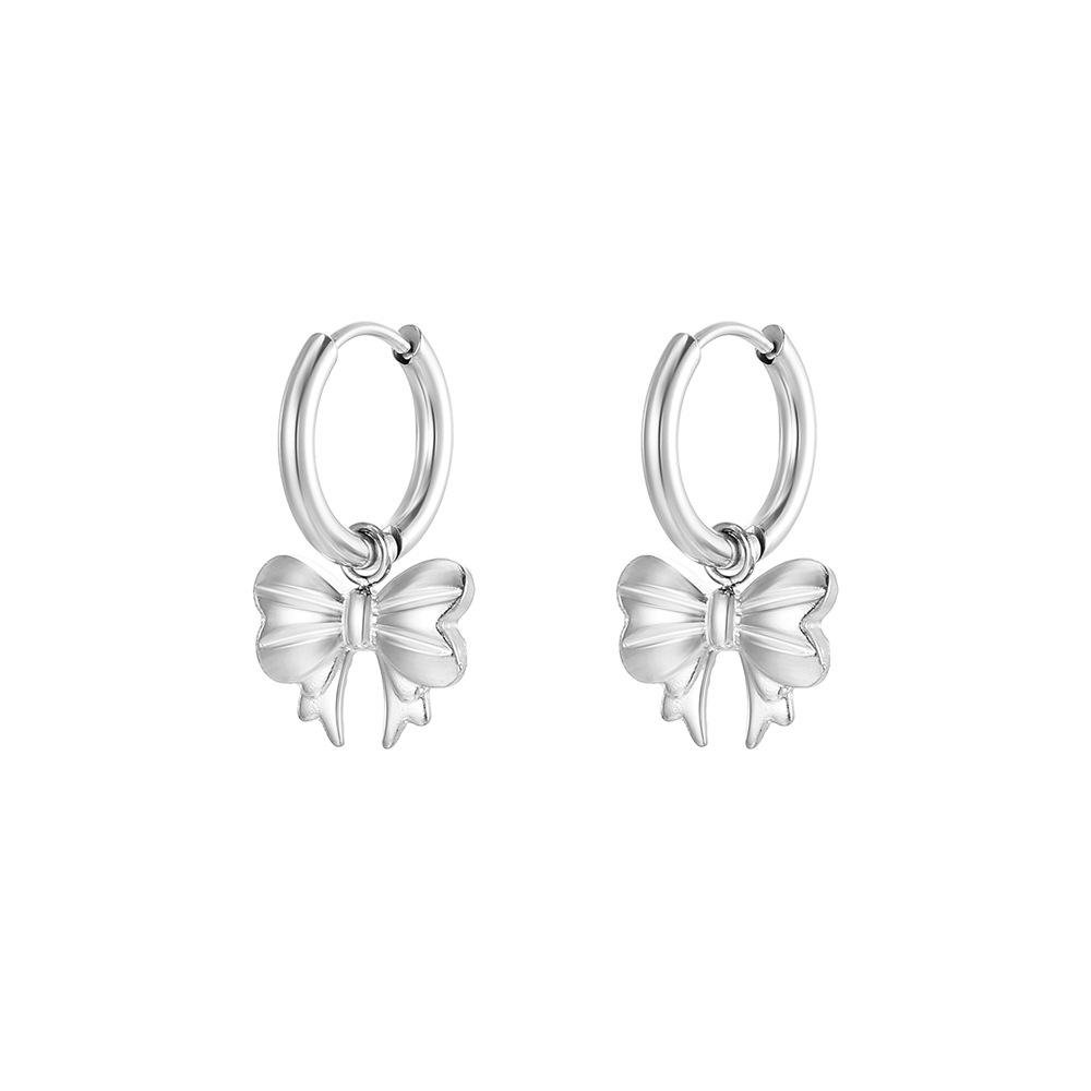 Women's Titanium Steel Bow Knot Hoop Earrings - Versatile European & American Style