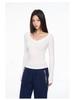 Women's V-Neck Lyocell Long-Sleeve Slim-Fit Top - Spring/Autumn Versatile Layered Design