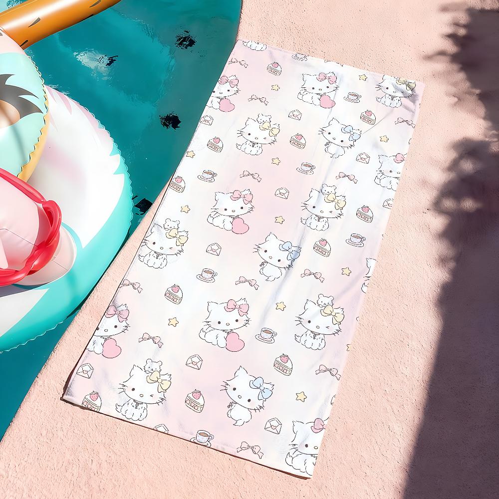 Sa Cute C-Charmmy-Kitty Cartoon Towel Quick Dry Soft Yoga Swimming Fitness Mountain Climbing Large Beach Towels